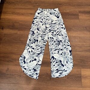 Floral Wide-Leg Tulip Pants